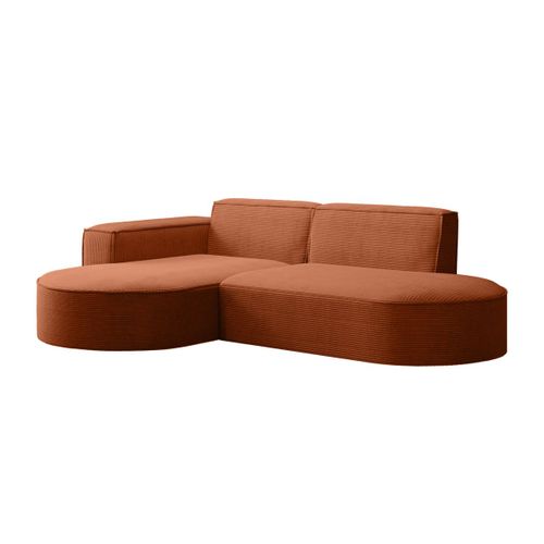 Canapé D'angle Gauche 4 Places Marla En Velours Côtelé - Terracotta