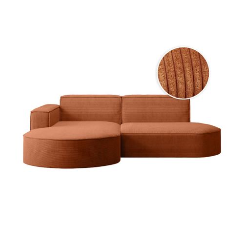 Canapé D'angle Gauche 4 Places Marla En Velours Côtelé - Terracotta