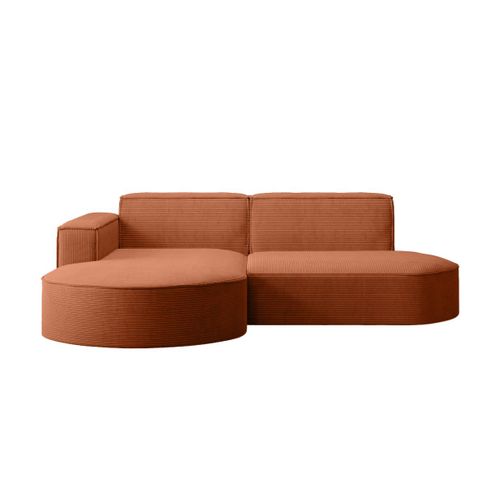 Canapé D'angle Gauche 4 Places Marla En Velours Côtelé - Terracotta