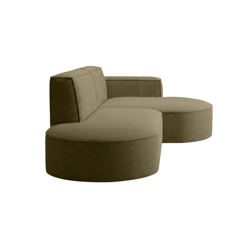 Canapé D'angle Gauche 4 Places Marla En Velours Côtelé - Vert Kaki