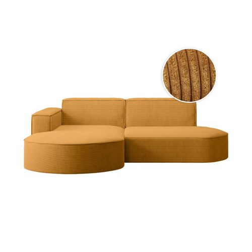 Canapé D'angle Gauche 4 Places Marla En Velours Côtelé - Jaune
