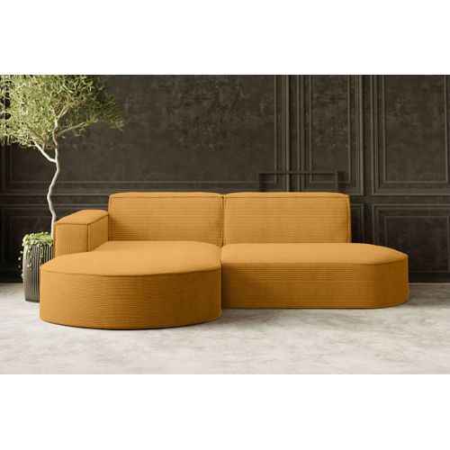 Canapé D'angle Gauche 4 Places Marla En Velours Côtelé - Jaune
