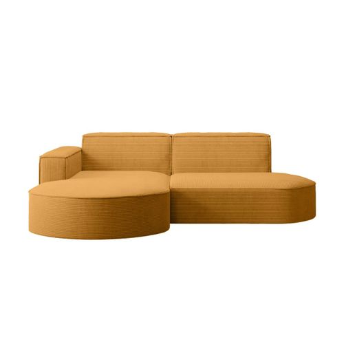 Canapé D'angle Gauche 4 Places Marla En Velours Côtelé - Jaune