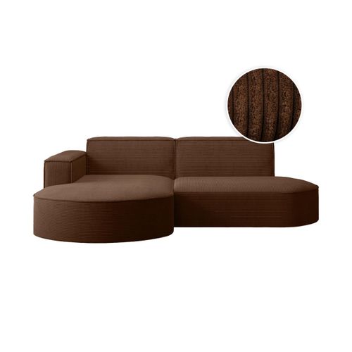 Canapé D'angle Gauche 4 Places Marla En Velours Côtelé - Marron
