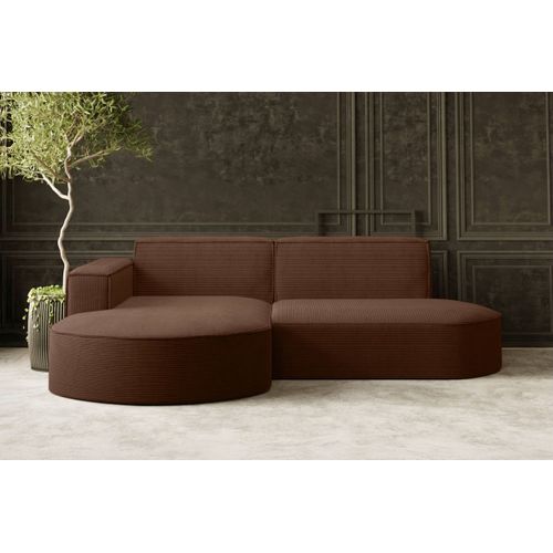 Canapé D'angle Gauche 4 Places Marla En Velours Côtelé - Marron