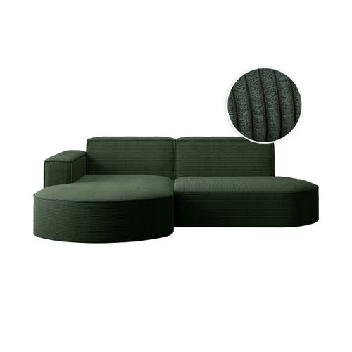 Canapé D'angle Gauche 4 Places Marla En Velours Côtelé - Vert Foncé