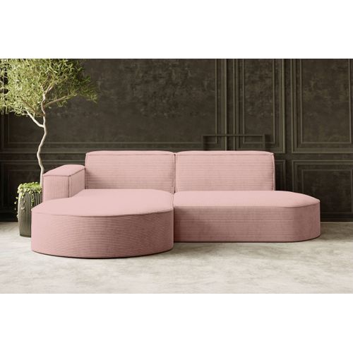 Canapé D'angle Gauche 4 Places Marla En Velours Côtelé - Rose