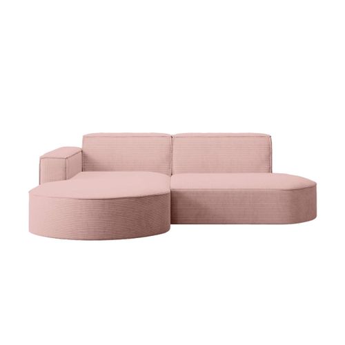Canapé D'angle Gauche 4 Places Marla En Velours Côtelé - Rose