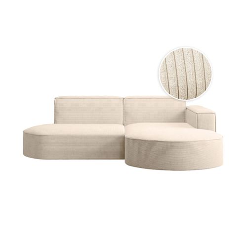 Canapé D'angle Droit 4 Places Marla En Velours Côtelé - Beige