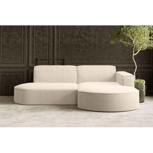 Canapé D'angle Droit 4 Places Marla En Velours Côtelé - Beige