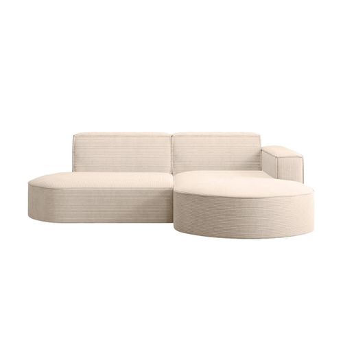 Canapé D'angle Droit 4 Places Marla En Velours Côtelé - Beige