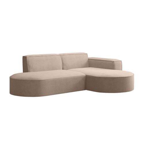 Canapé D'angle Droit 4 Places Marla En Velours Côtelé - Taupe