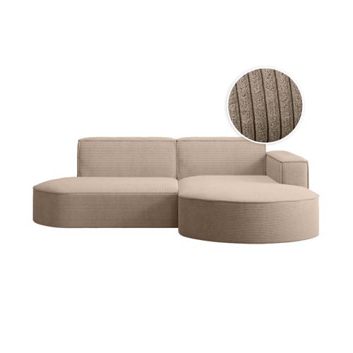 Canapé D'angle Droit 4 Places Marla En Velours Côtelé - Taupe