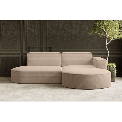 Canapé D'angle Droit 4 Places Marla En Velours Côtelé - Taupe