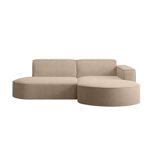 Canapé D'angle Droit 4 Places Marla En Velours Côtelé - Taupe