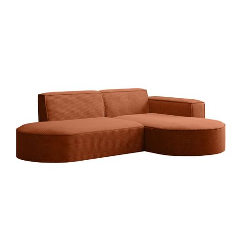 Canapé D'angle Droit 4 Places Marla En Velours Côtelé - Terracotta