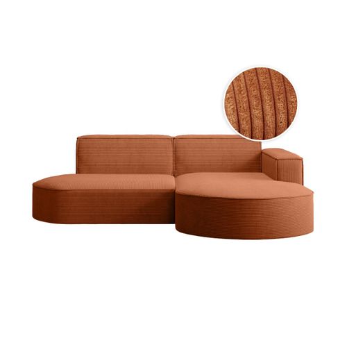 Canapé D'angle Droit 4 Places Marla En Velours Côtelé - Terracotta