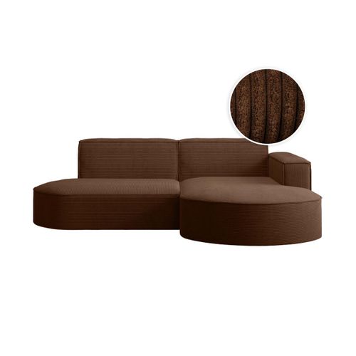 Canapé D'angle Droit 4 Places Marla En Velours Côtelé - Marron