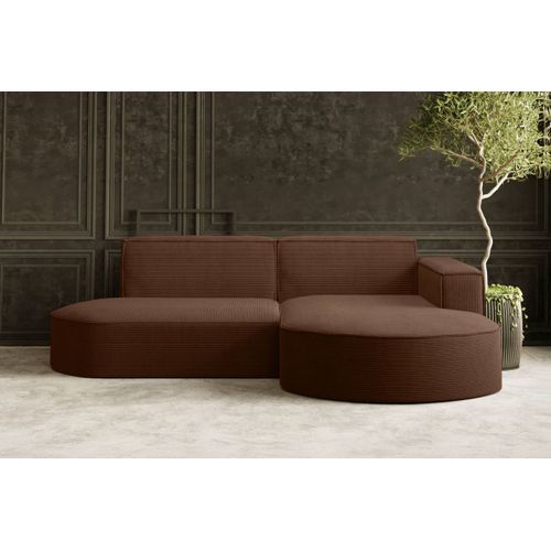 Canapé D'angle Droit 4 Places Marla En Velours Côtelé - Marron