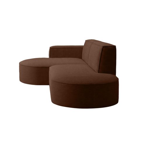 Canapé D'angle Droit 4 Places Marla En Velours Côtelé - Marron