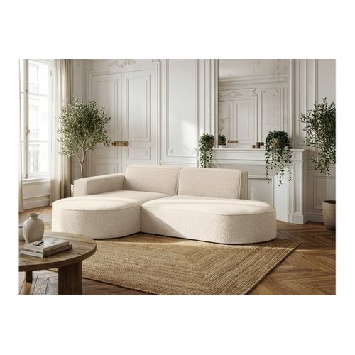 Canapé D'angle Gauche 4 Places Marla En Tissu Bouclette - Blanc