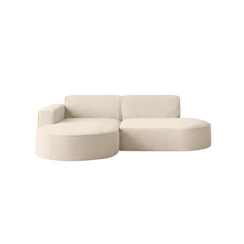 Canapé D'angle Gauche 4 Places Marla En Tissu Bouclette - Blanc