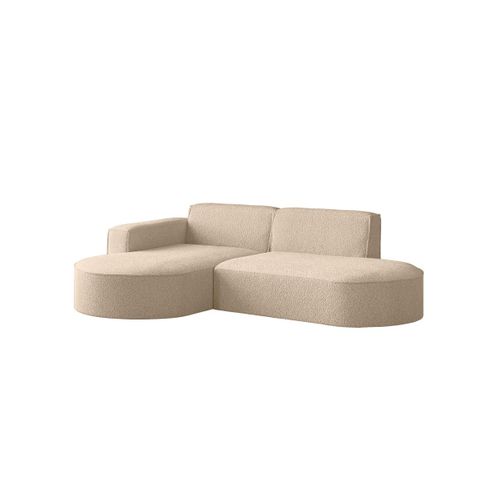 Canapé D'angle Gauche 4 Places Marla En Tissu Bouclette - Beige