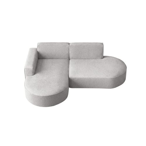 Canapé D'angle Gauche 4 Places Marla En Tissu Bouclette - Gris Clair
