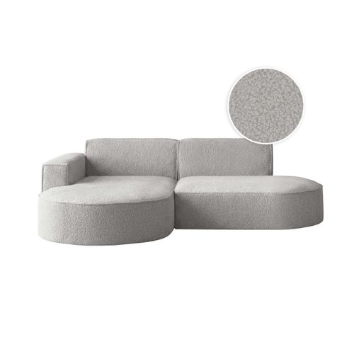 Canapé D'angle Gauche 4 Places Marla En Tissu Bouclette - Gris Clair