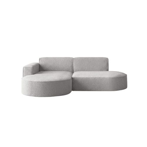 Canapé D'angle Gauche 4 Places Marla En Tissu Bouclette - Gris Clair