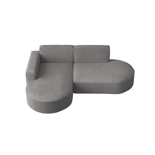 Canapé D'angle Gauche 4 Places Marla En Tissu Bouclette - Gris Foncé