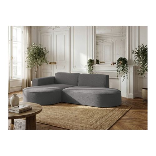 Canapé D'angle Gauche 4 Places Marla En Tissu Bouclette - Gris Foncé