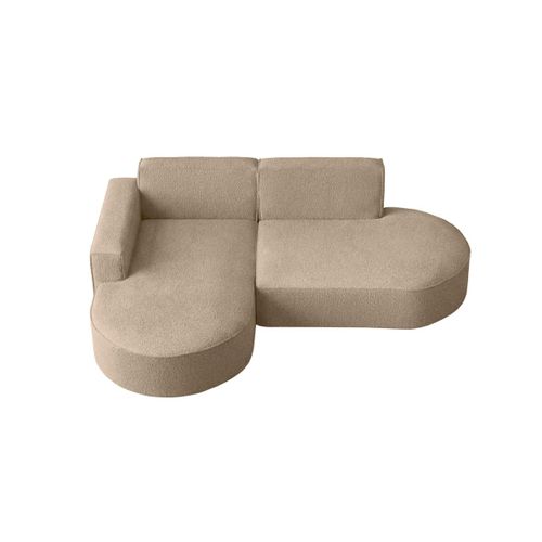 Canapé D'angle Gauche 4 Places Marla En Tissu Bouclette - Taupe