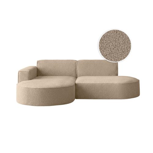 Canapé D'angle Gauche 4 Places Marla En Tissu Bouclette - Taupe