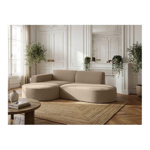 Canapé D'angle Gauche 4 Places Marla En Tissu Bouclette - Taupe