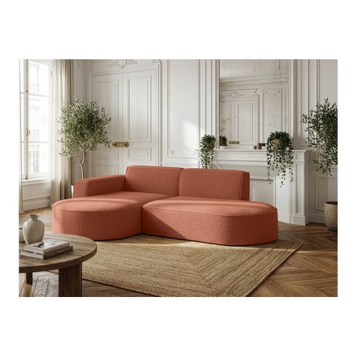 Canapé D'angle Gauche 4 Places Marla En Tissu Bouclette - Terracotta