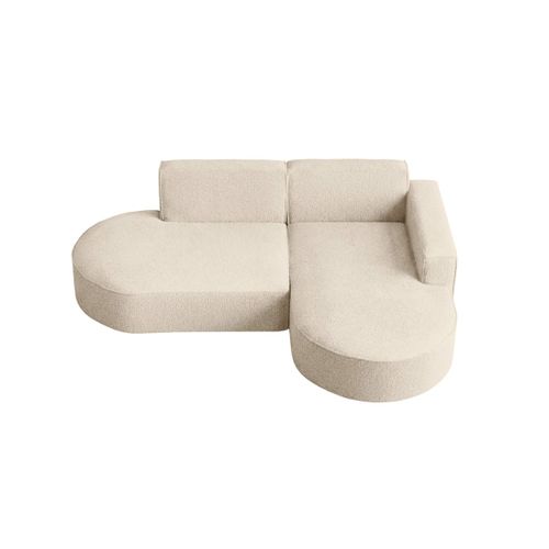 Canapé D'angle Droit 4 Places Marla En Tissu Bouclette - Blanc