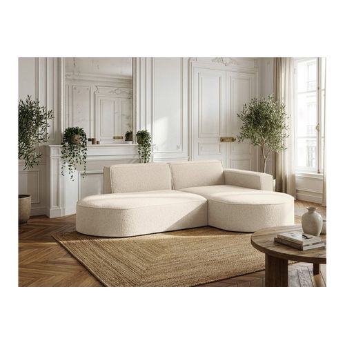 Canapé D'angle Droit 4 Places Marla En Tissu Bouclette - Blanc