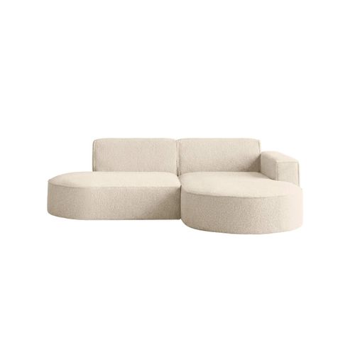 Canapé D'angle Droit 4 Places Marla En Tissu Bouclette - Blanc