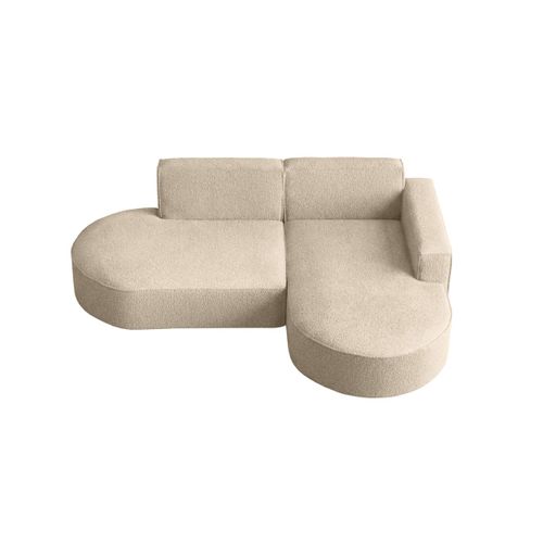 Canapé D'angle Droit 4 Places Marla En Tissu Bouclette - Beige