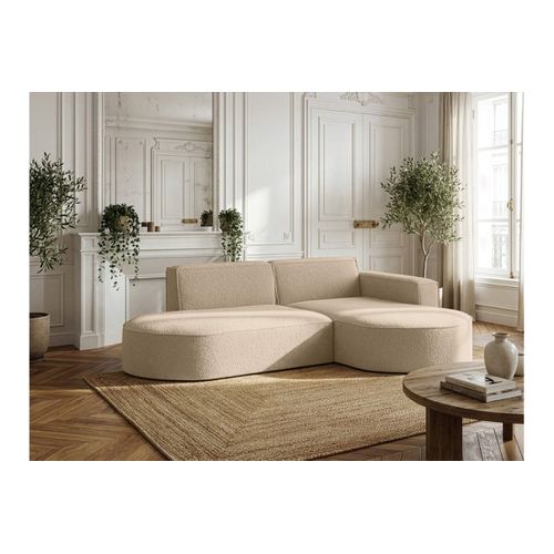 Canapé D'angle Droit 4 Places Marla En Tissu Bouclette - Beige