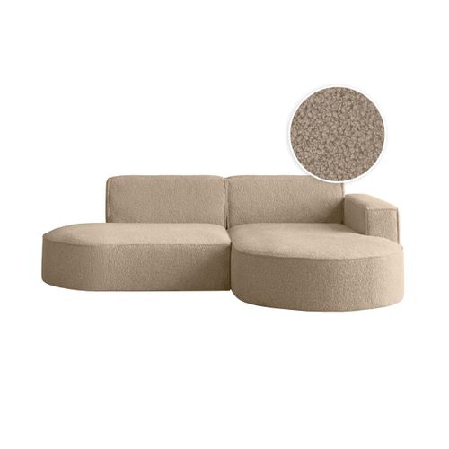 Canapé D'angle Droit 4 Places Marla En Tissu Bouclette - Taupe