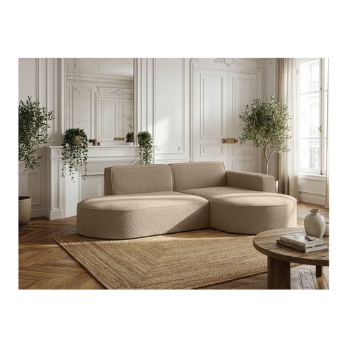 Canapé D'angle Droit 4 Places Marla En Tissu Bouclette - Taupe