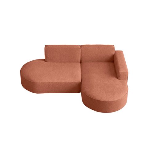 Canapé D'angle Droit 4 Places Marla En Tissu Bouclette - Terracotta