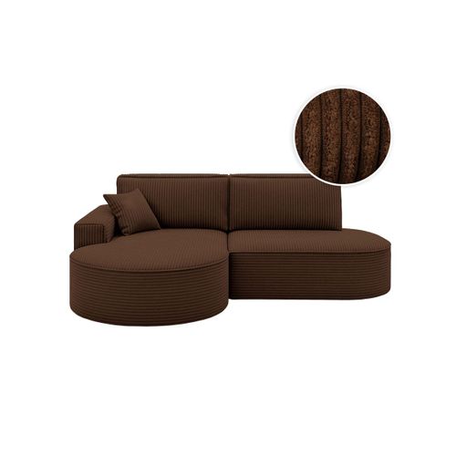 Canapé D'angle Gauche Convertible 4 Places Marlo En Velours Cotelé - Marron