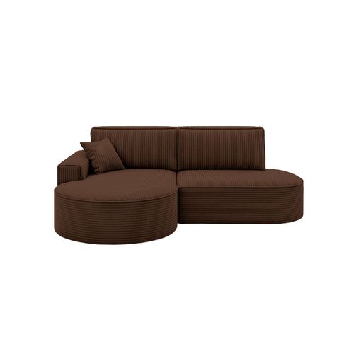 Canapé D'angle Gauche Convertible 4 Places Marlo En Velours Cotelé - Marron