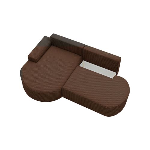 Canapé D'angle Gauche Convertible 4 Places Marlo En Velours Cotelé - Marron