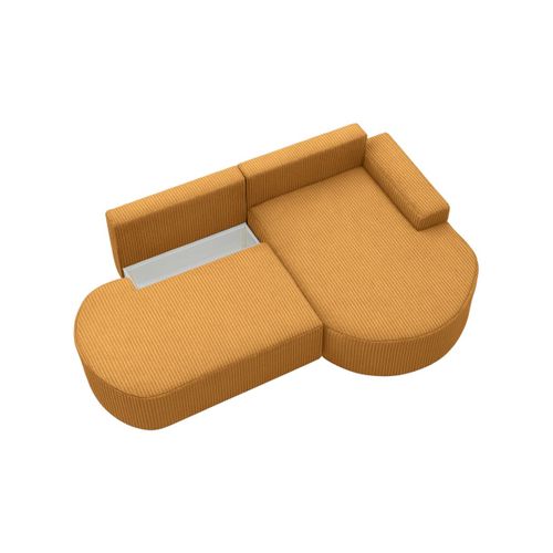 Canapé D'angle Droit Convertible 4 Places Marlo En Velours Cotelé - Jaune