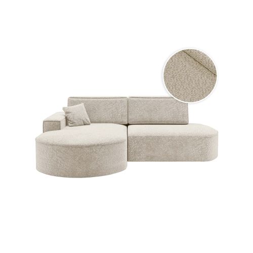 Canapé D'angle Gauche Convertible 4 Places Marlo En Tissu Chenille - Blanc