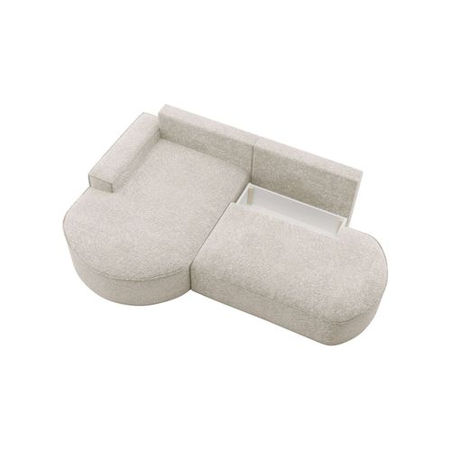 Canapé D'angle Gauche Convertible 4 Places Marlo En Tissu Chenille - Blanc